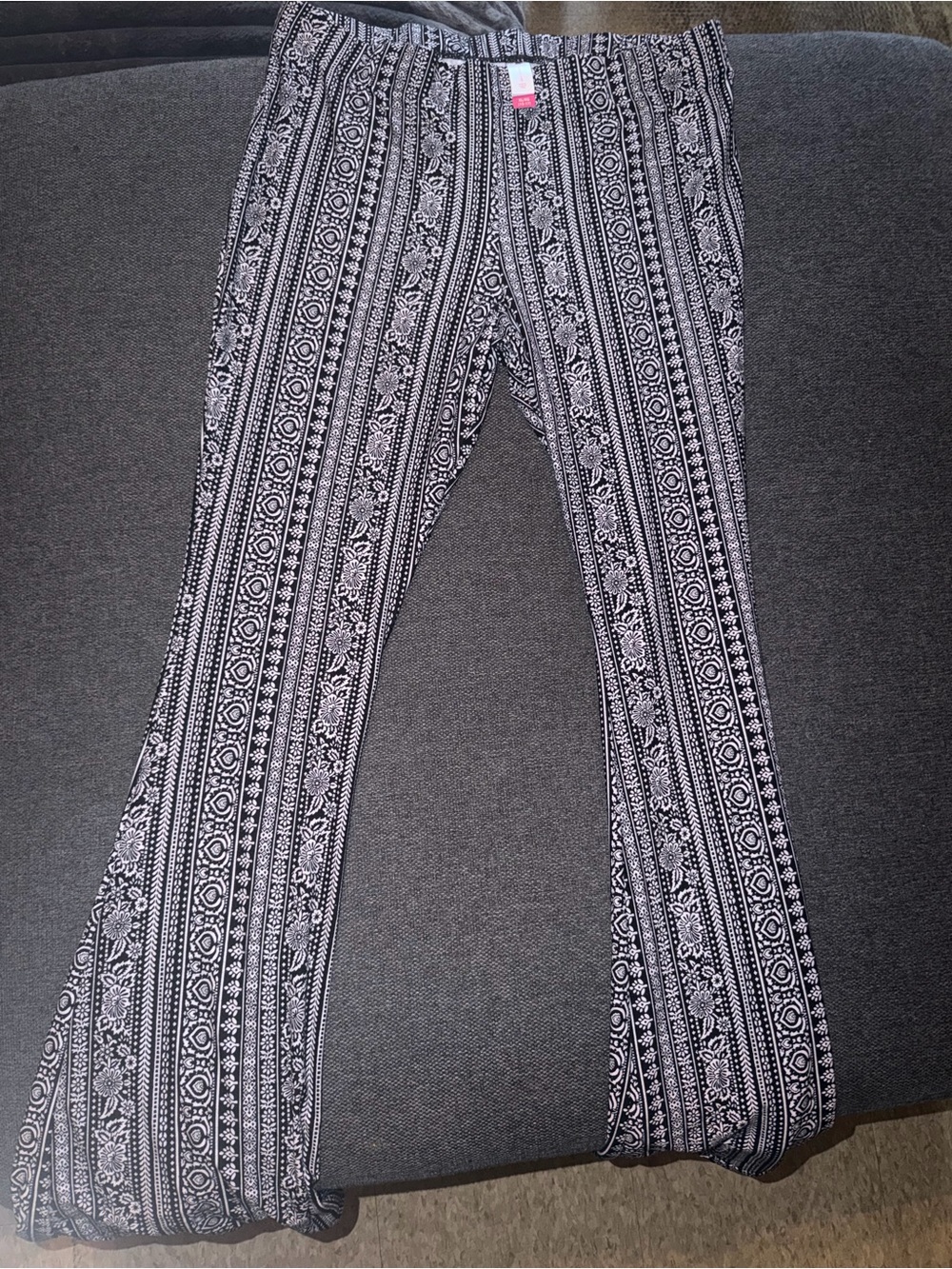 No Boundaries Black White Boho Flare Pants XL 15-17